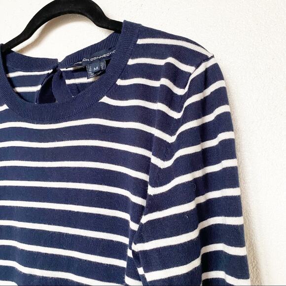 French Connection Nautical Stripe Bow Back Crewneck Sweater Size Medium - Picture 2 of 6